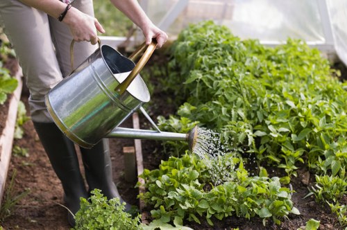 Professional landscaper maintaining a Stratford garden